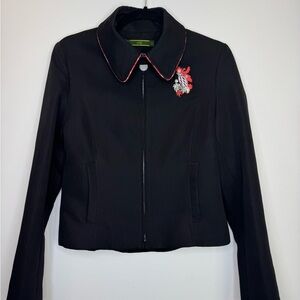 Oilily Black Red Peter Pan collar contrasting trim light jacket